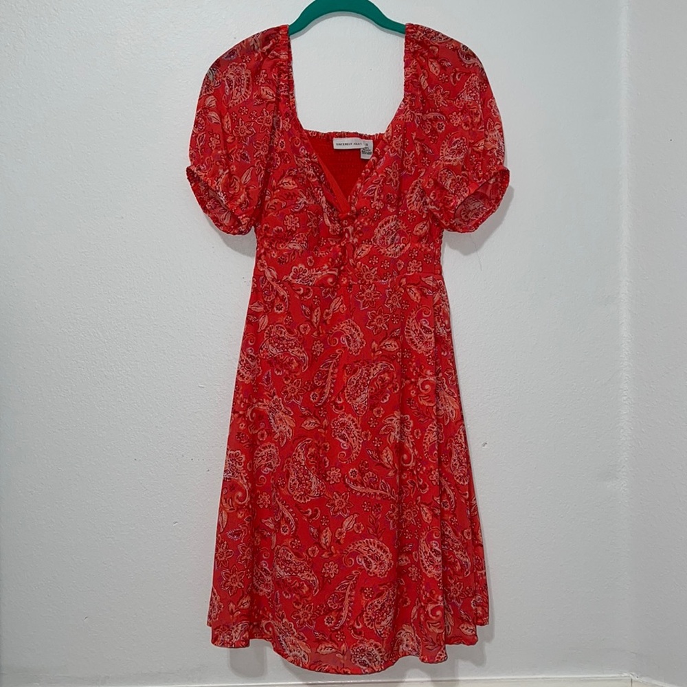 Coral Paisley Print Sundress | Summer Mini Dress